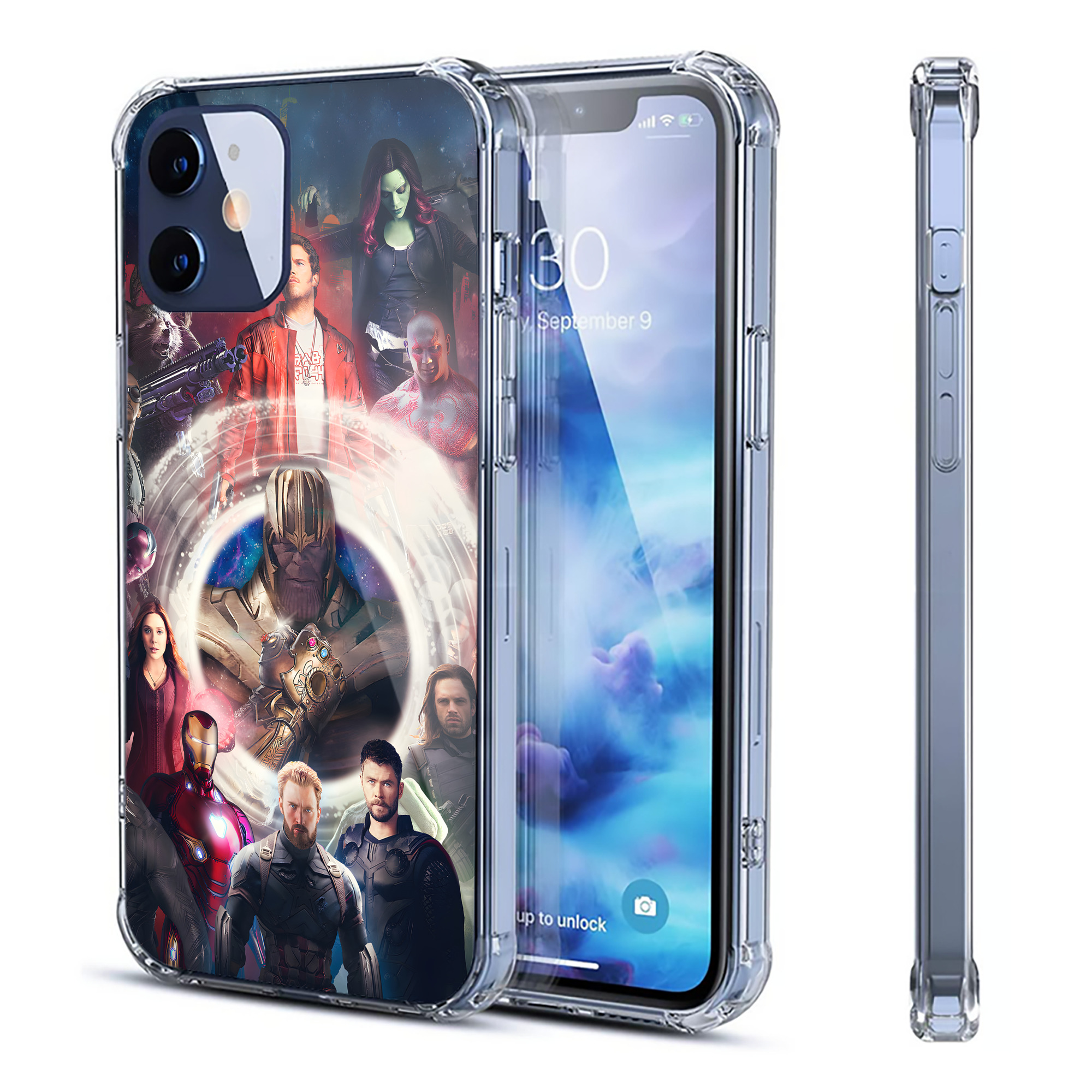 （画像用） アベンジャーズ The Avengers 【iPhone 12シリーズ対応】透明スマホケース（クリアソフトケース）